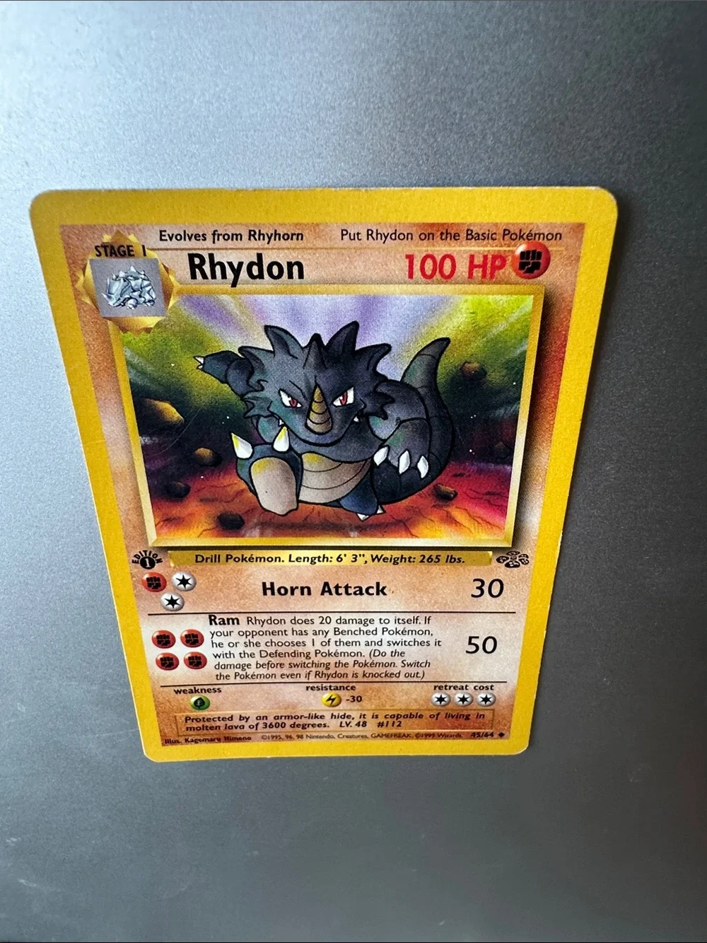 Rhydon 1st Edition Pokémon Trading Card